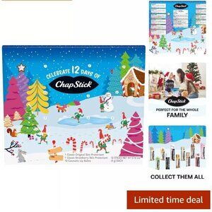 Chapstick 12 Days of Holiday Advent Calendar Lip Balm Gift Set - 0.15 Oz
